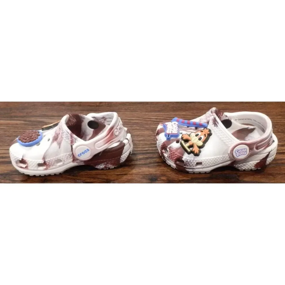 Crocs Cocoa Puffs Cereal Clogs Shoes Sandals Brown White Kids Toddler Size 4